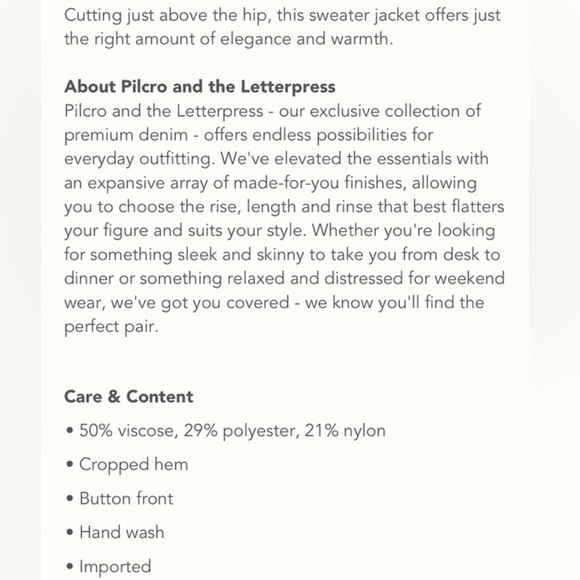 ANTHROPOLOGIE PILCRO DEBRA SWEATER JACKET. SIZE LARGE - Picture 14 of 14